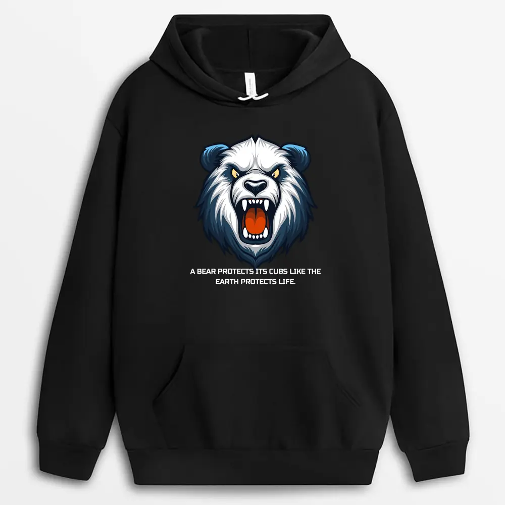 A Bear Protects Its Cubs Like The Earth Protects Life Henxtee Hoodie - Black