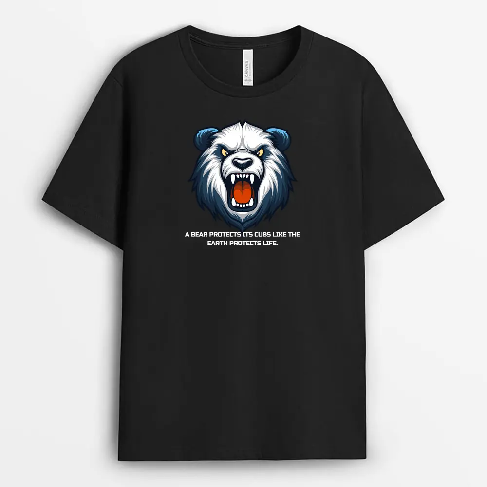 A Bear Protects Its Cubs Like The Earth Protects Life Henxtee T-Shirt - Black