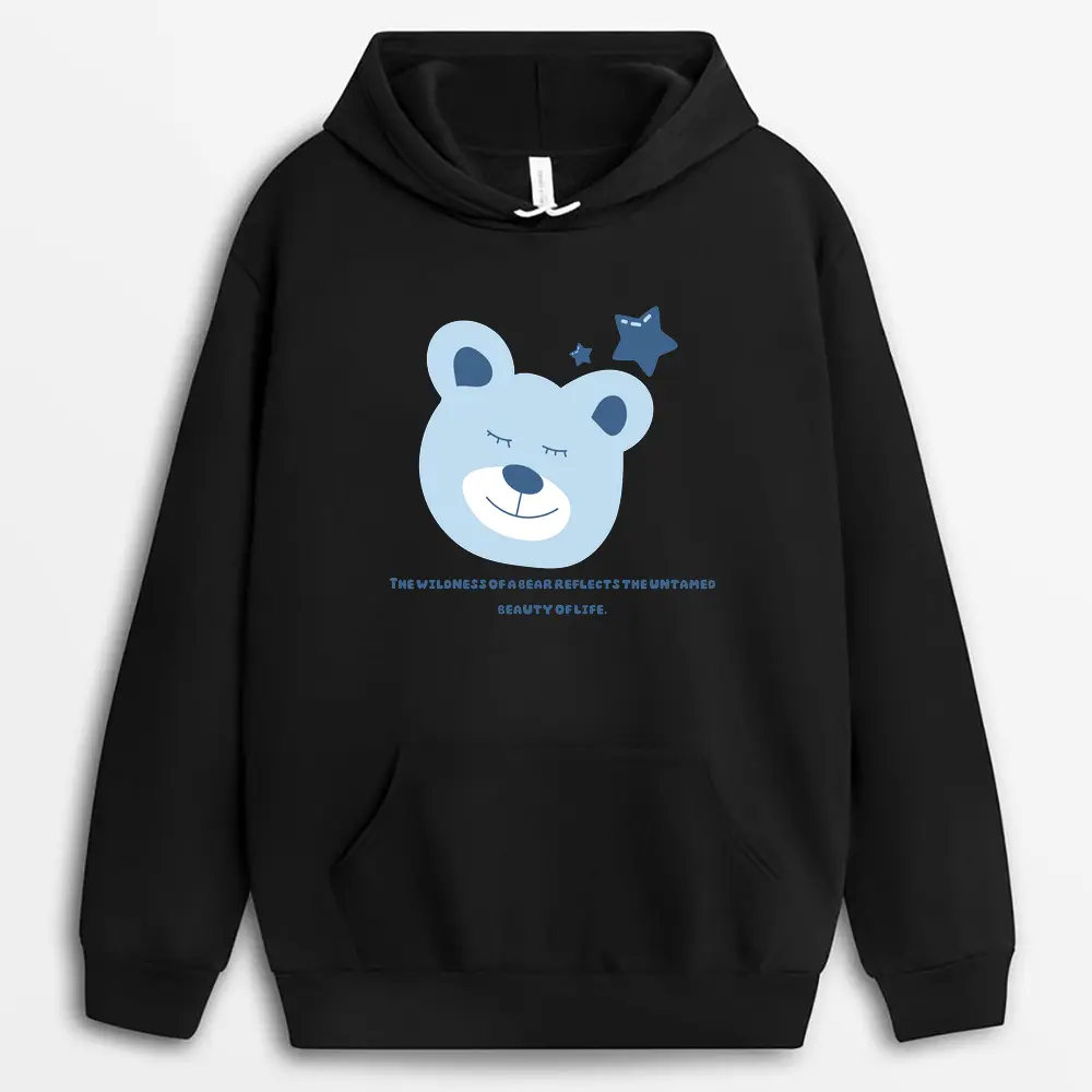 The Wildness Of A Bear Reflects The Untamed Beauty Of Life Henxtee Hoodie - Black