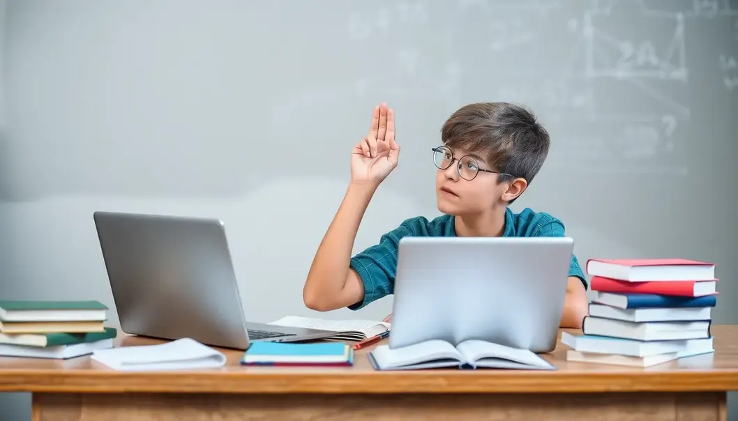 A teenager developing a questioning mindset while studying.